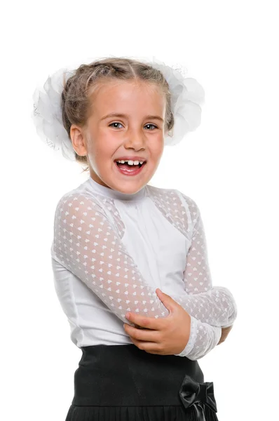 Porträtt av en lycklig skolflicka — Stockfoto