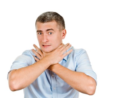 man shows sign asphyxiation clipart