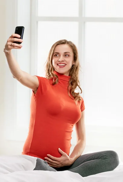 Selfie těhotná žena — Stock fotografie