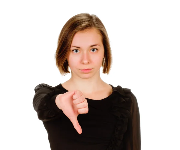 Woman thumbs down — Stock Photo, Image