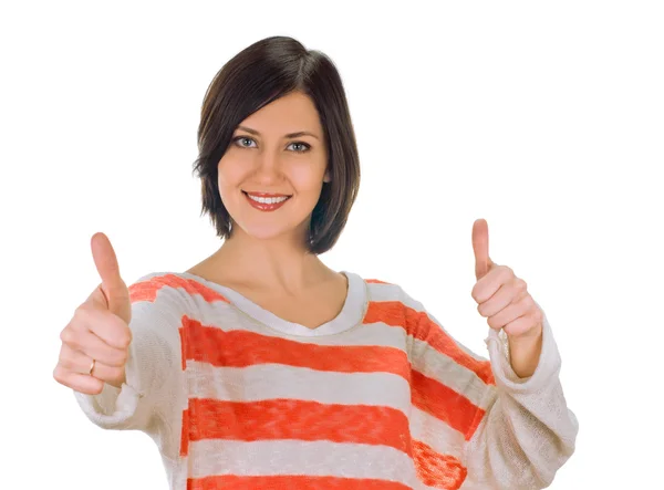 Young woman showing a thumbs up — Stock Photo, Image