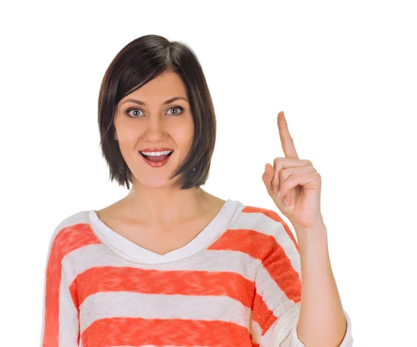 Eureka. Woman with an idea raising her finger — Stock Photo, Image