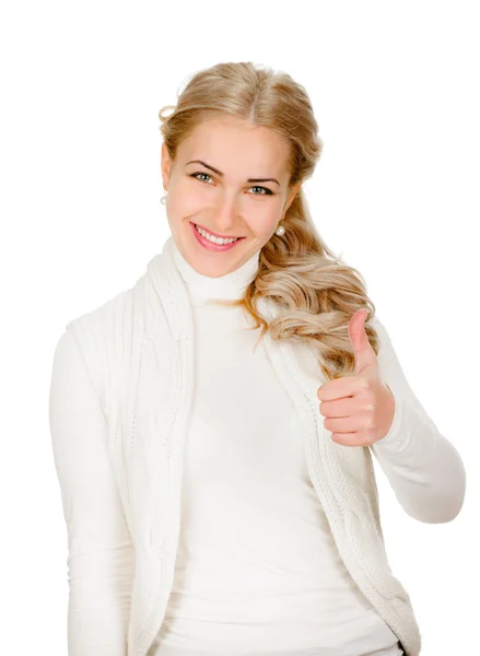 Young woman showing a thumbs up — Stock Photo, Image