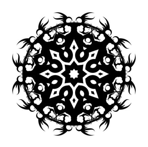 Zwarte Ronde Ornament Gestileerd Kruis Ster Heilige Geometrie Etnische Stamtatoeage — Stockvector