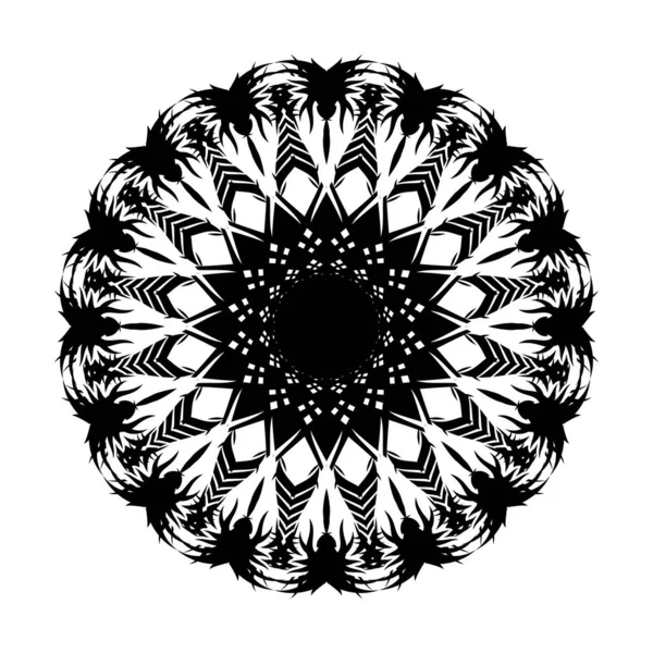 Kreisförmiges Ornament Stilisierter Kopf Eines Drachen Schwarze Sonne Heilige Geometrie — Stockvektor