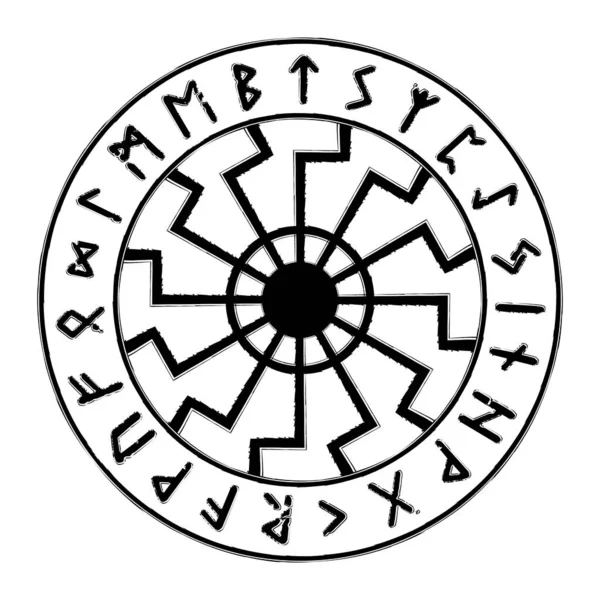 Heilige Keltische Wiel Teken Zwart Zon Sonnenrad Symbool Runic Talisman — Stockvector