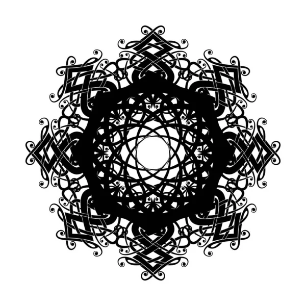 神聖な幾何学 バイキングの象徴だ 円形のケルト模様 永遠の命の古代の兆候 北欧風のグランジスタイル 黒い北欧のタトゥー ケルト十字 — ストックベクタ