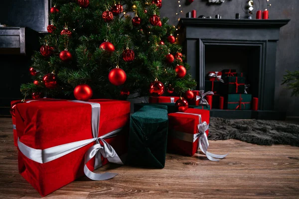 Nový Rok 2021 Interiér Svíčkami Žárovkami Bokeh Pokoj Vyzdobený Vánoční — Stock fotografie