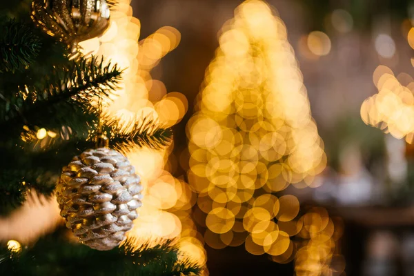 2021 Yılının Içinde Mumlar Ampuller Bokeh Ile Noel Kutlaması Için — Stok fotoğraf