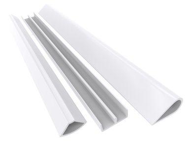 Plastik profil üzerinde beyaz izole