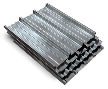 Metal levhaların profili beyaza izole edildi