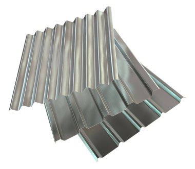 Metal levhaların profili beyaza izole edildi