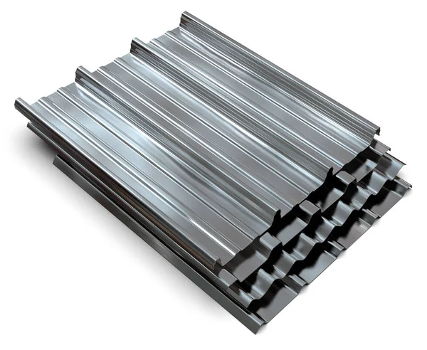 Metal levhaların profili beyaza izole edildi