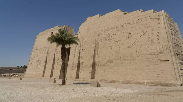 Medinet Habu Bårhus Tempel Egypten Luxor Afrika Royaltyfria Stockfoton