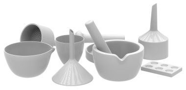 Ceramic labware isolated on white clipart
