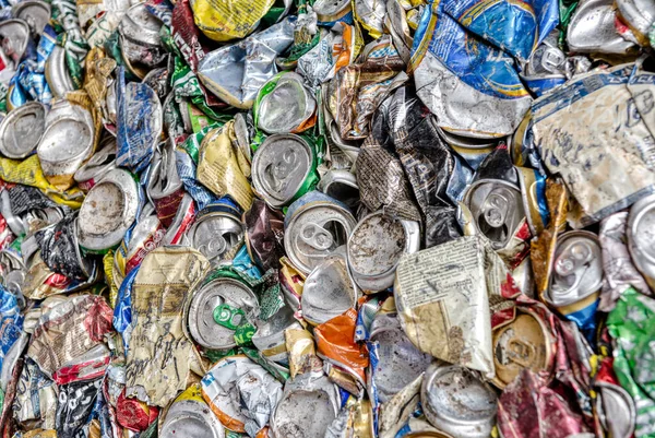 Pressed aluminum cans for recycling