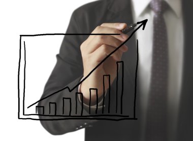 İşadamı grafik büyüyen grafik çizim