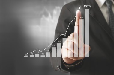 İşadamı comin finansal simgeler ile