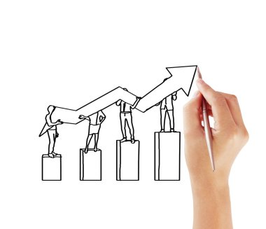 İşadamı grafik büyüyen grafik çizim