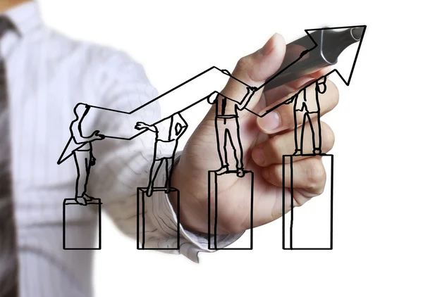 Businessman drawing graphics  growing graph — Stock Photo, Image