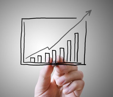 İşadamı grafik büyüyen grafik çizim