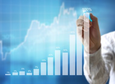 İşadamı grafik büyüyen grafik çizim