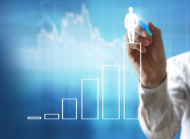 İşadamı grafik büyüyen grafik çizim