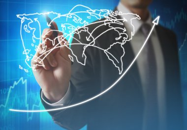 İşadamı grafik büyüyen grafik çizim