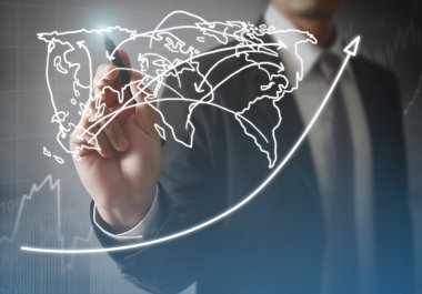 İşadamı grafik büyüyen grafik çizim