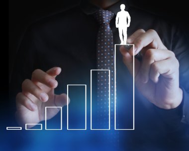 İşadamı grafik büyüyen grafik çizim