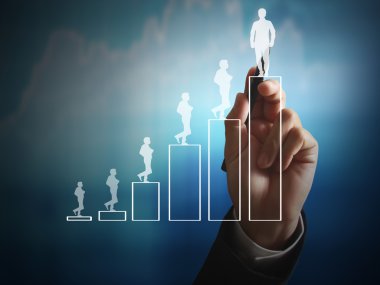 İşadamı grafik büyüyen grafik çizim