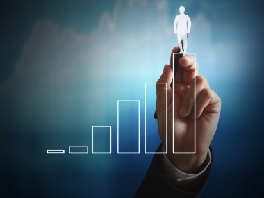 İşadamı grafik büyüyen grafik çizim