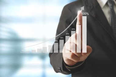 İşadamı comin finansal simgeler ile