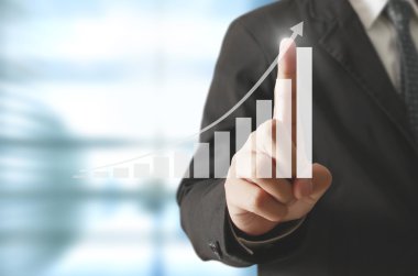 İşadamı comin finansal simgeler ile