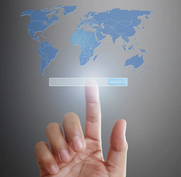 Touching virtual icon  social network — Stock Photo, Image