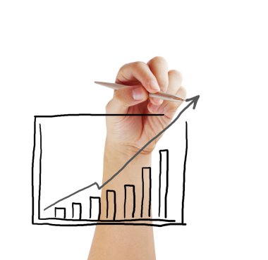 İşadamı grafik büyüyen grafik çizim