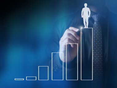 İşadamı grafik büyüyen grafik çizim