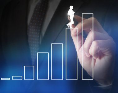 İşadamı grafik büyüyen grafik çizim