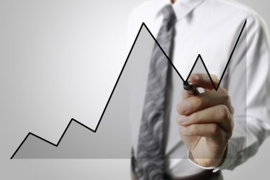 İşadamı grafik büyüyen grafik çizim