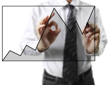 İşadamı grafik büyüyen grafik çizim