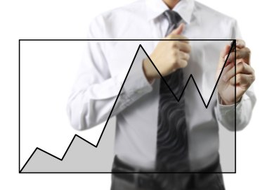 İşadamı grafik büyüyen grafik çizim