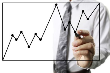 İşadamı grafik büyüyen grafik çizim