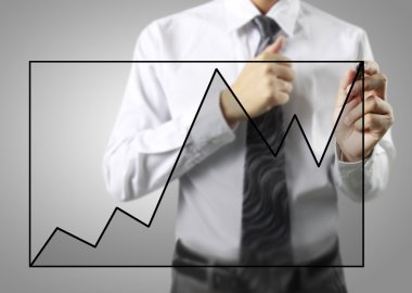 İşadamı grafik büyüyen grafik çizim