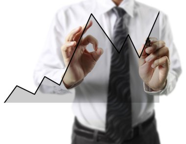 İşadamı grafik büyüyen grafik çizim