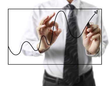İşadamı grafik büyüyen grafik çizim
