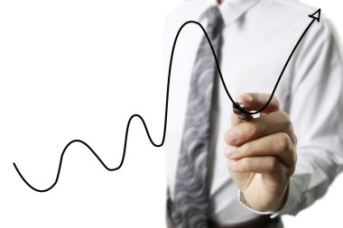 İşadamı grafik büyüyen grafik çizim