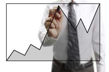 İşadamı grafik büyüyen grafik çizim
