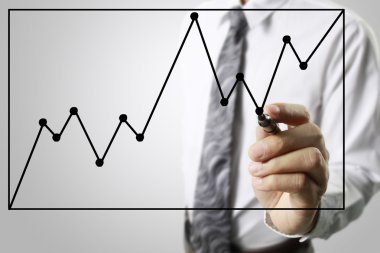 İşadamı grafik büyüyen grafik çizim