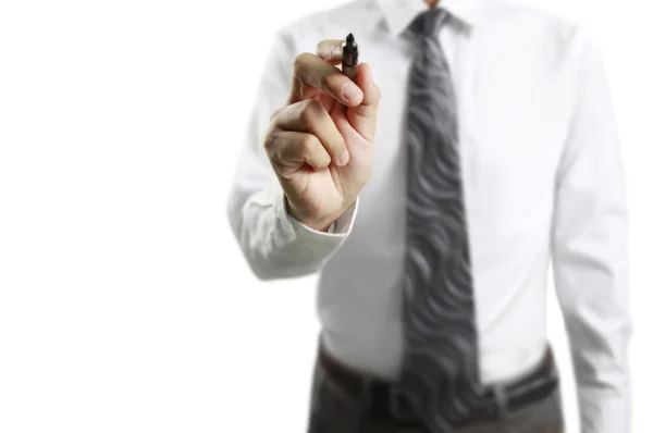 Business man hand drawing in  whiteboard — Stock Photo, Image