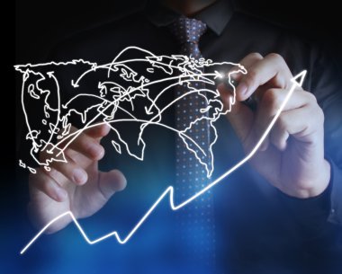 İşadamı grafik büyüyen grafik çizim